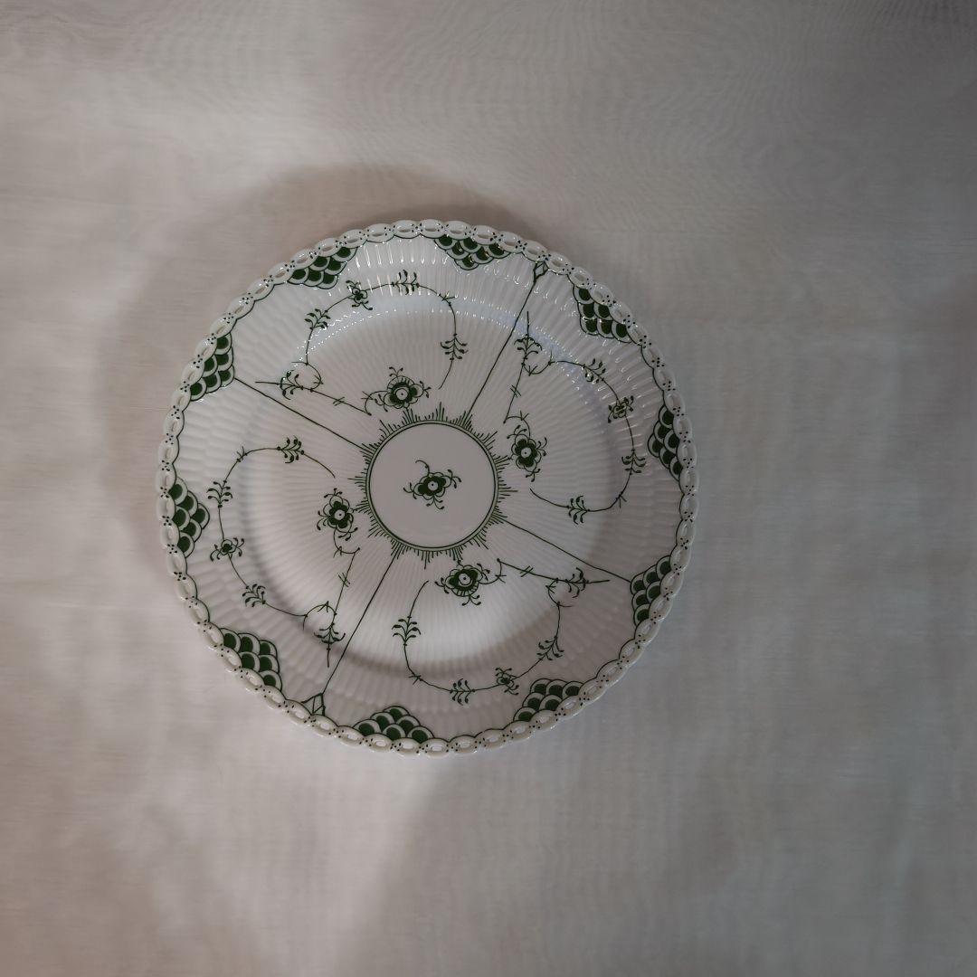 未使用 ロイヤルコペンハーゲン グリーンフルーテッド フルレース 24.5cm