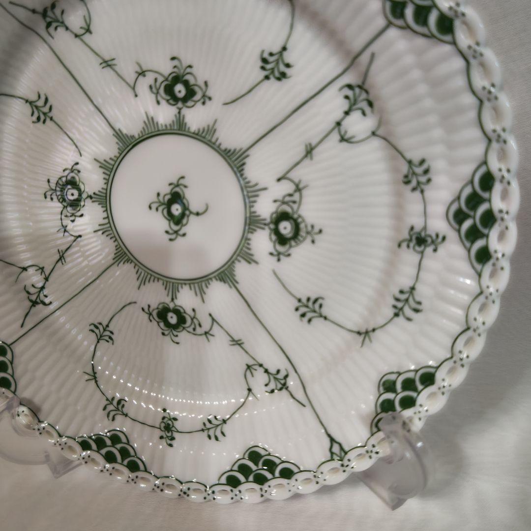 未使用 ロイヤルコペンハーゲン グリーンフルーテッド フルレース 24.5cm