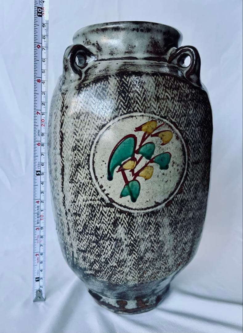【未使用】島岡達三 益子焼 大型作品 象嵌赤絵壺