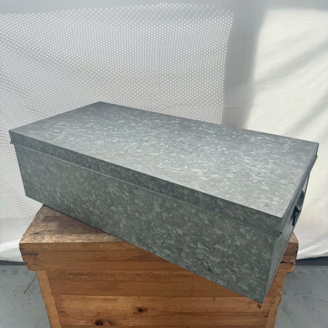 亜鉛メッキ ブリキ トタンスチール収納ボックス 昭和レトロ