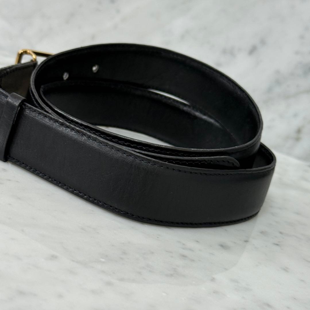 90s CELINE セリーヌ ベルト ホースキャリッジ ゴールド ブラック 革