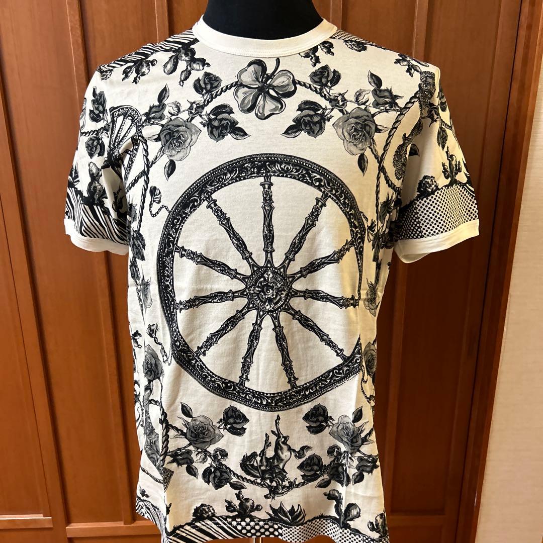 DOLCE & GABBANA 花と車輪デザイン Tシャツ
