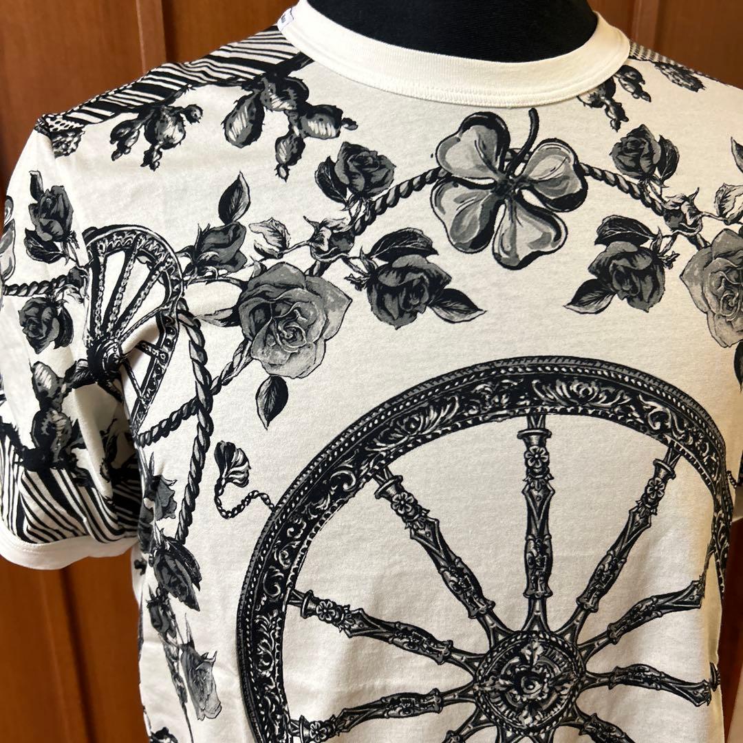 DOLCE & GABBANA 花と車輪デザイン Tシャツ