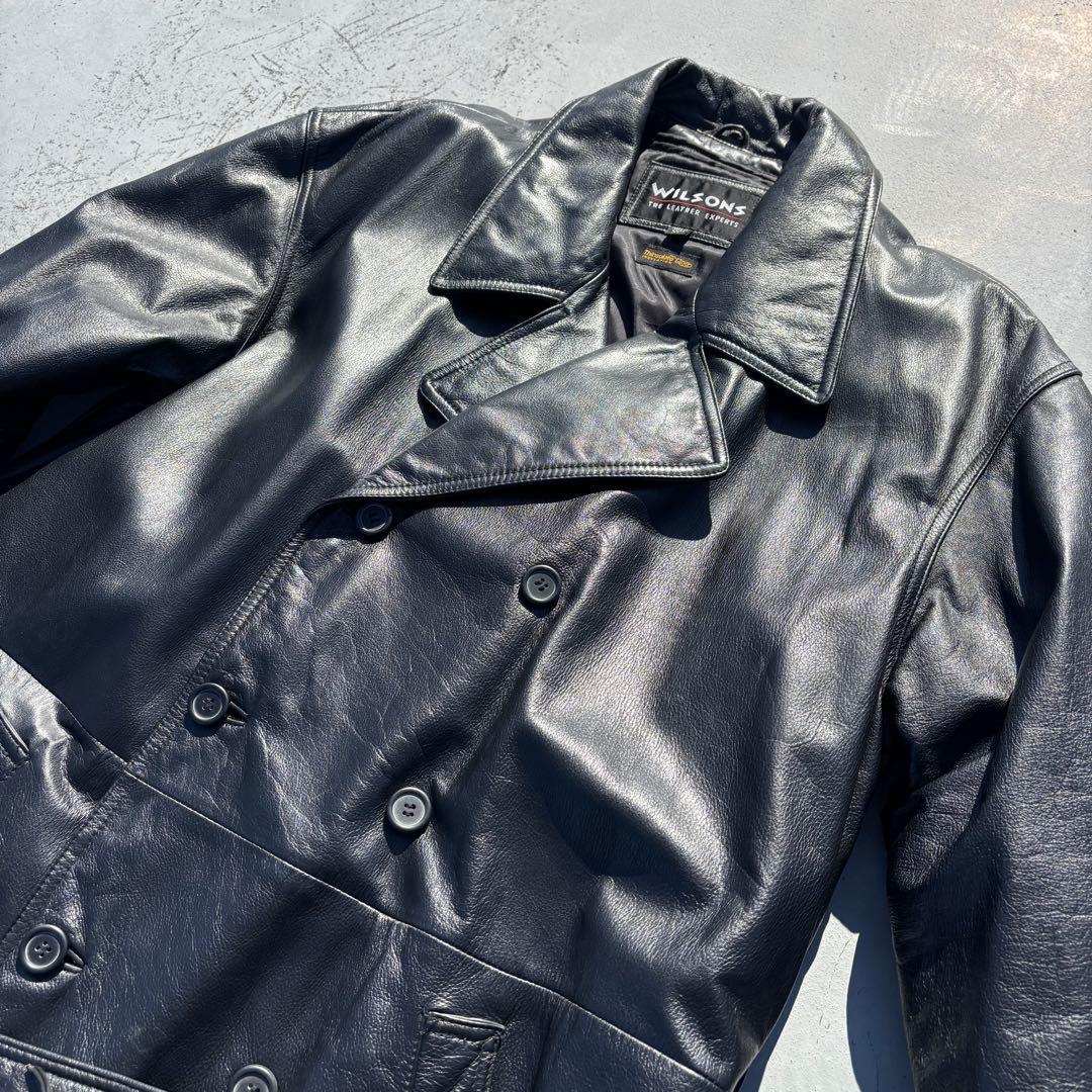 Wilsons leather レザーコート マキシ丈 モード ブラック 本革