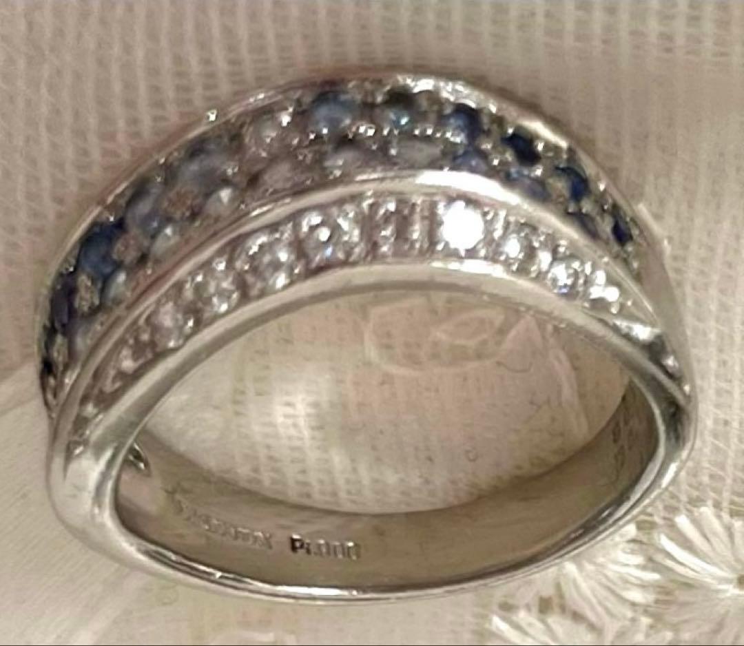 ランバン LANVIN サファイア・ダイヤリング15号 Pt900