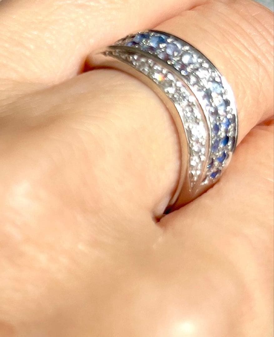 ランバン LANVIN サファイア・ダイヤリング15号 Pt900