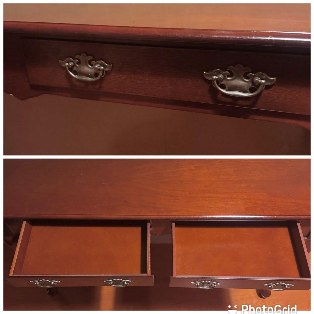 アンティーク　コンソールテーブル　引出し付き　猫脚