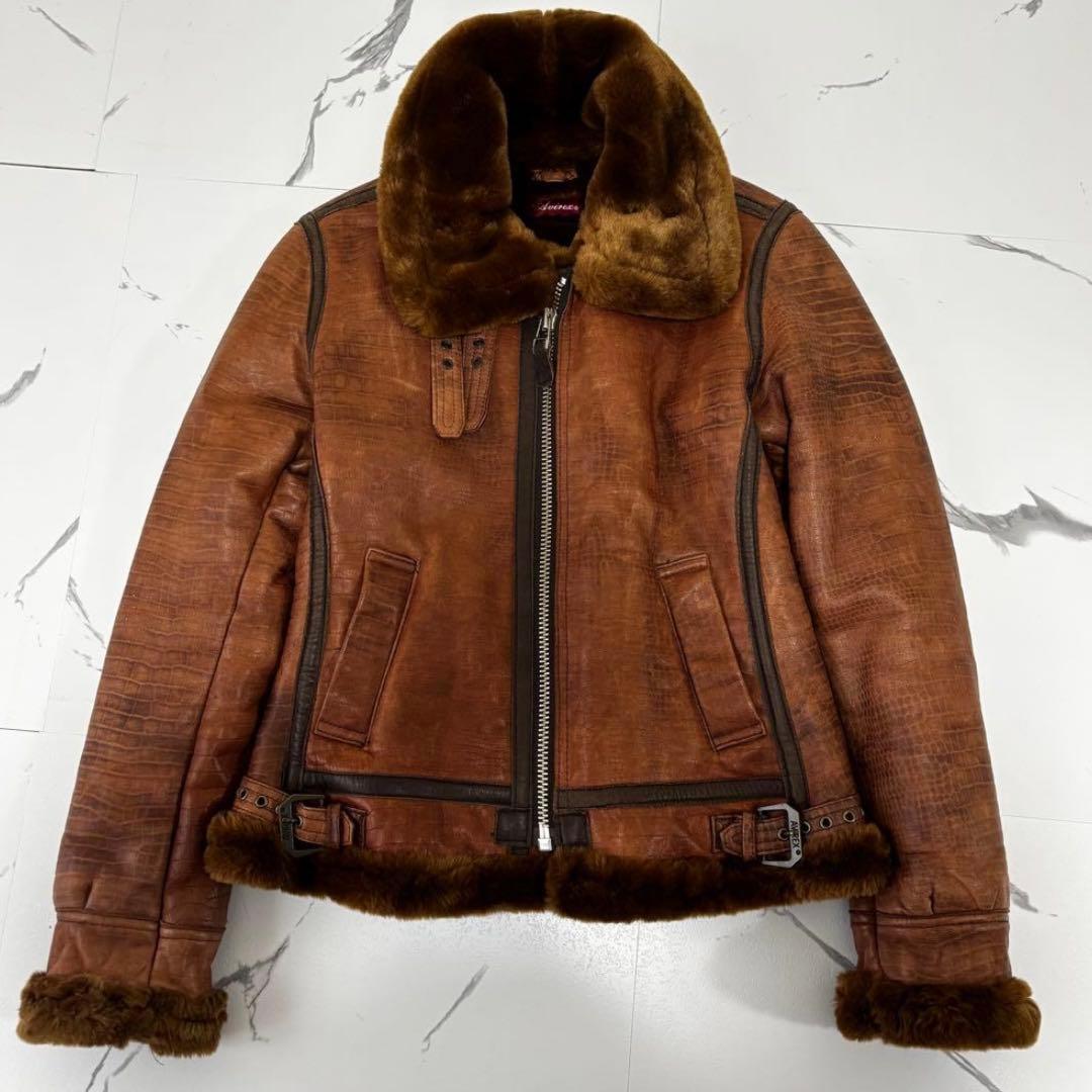 AVIREX✨激レア　B-1フライトジャケット　クロコ型押し　リアルムートン　M