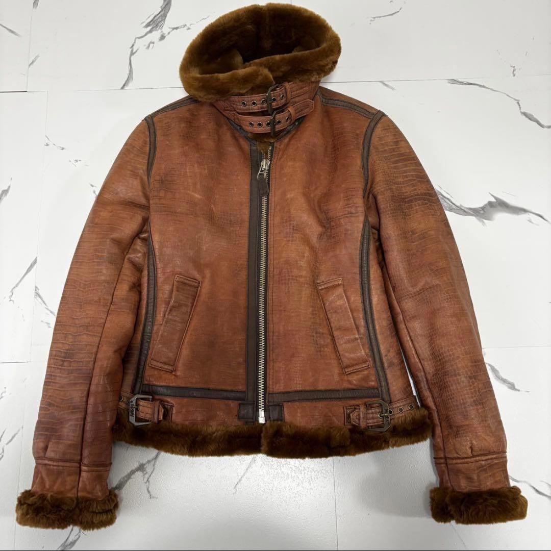 AVIREX✨激レア　B-1フライトジャケット　クロコ型押し　リアルムートン　M