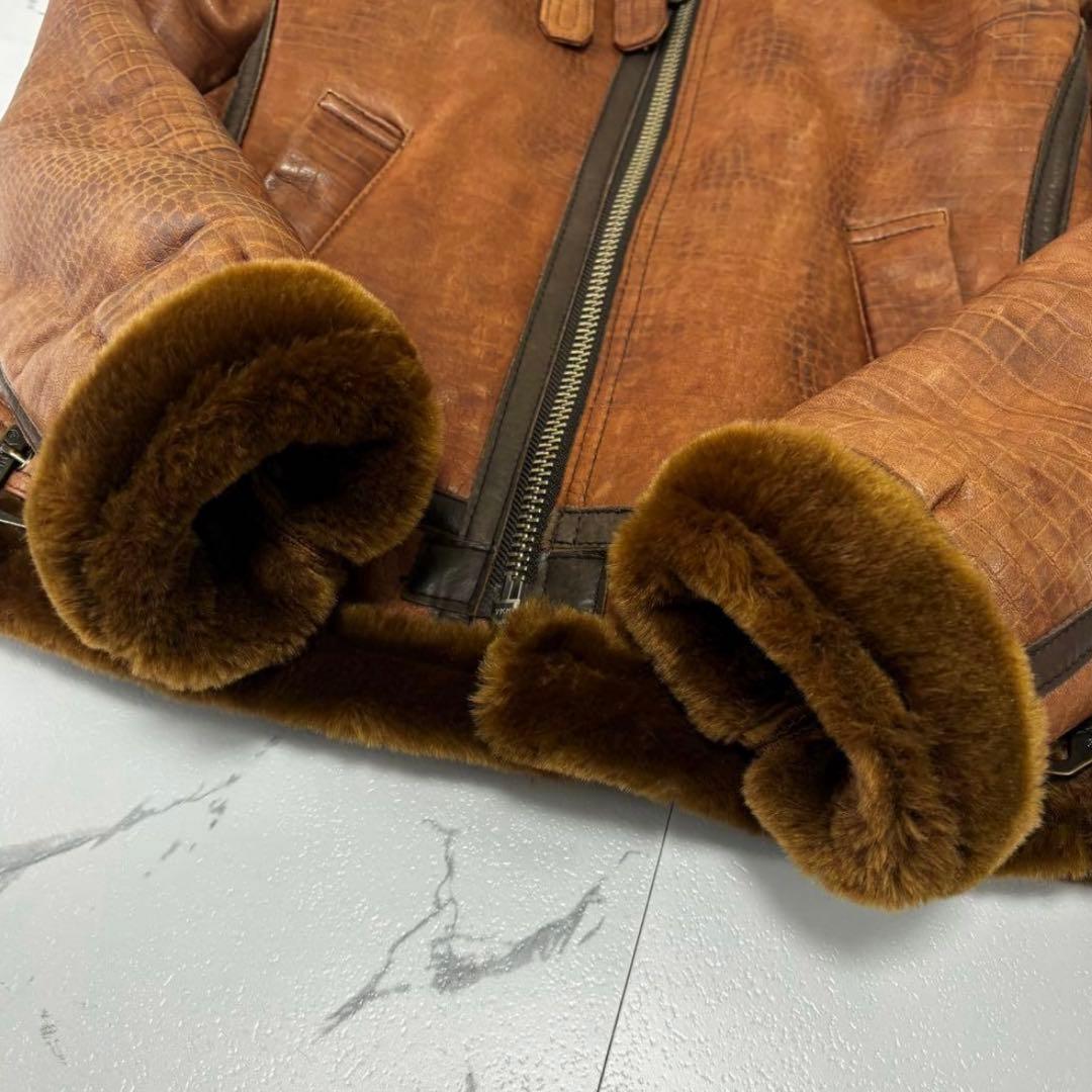 AVIREX✨激レア　B-1フライトジャケット　クロコ型押し　リアルムートン　M