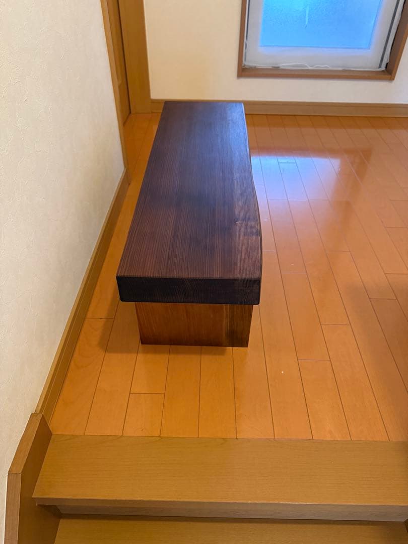 天然杉一枚板ベンチやラックなどワトコオイルダークウォルナット仕上げ‼️