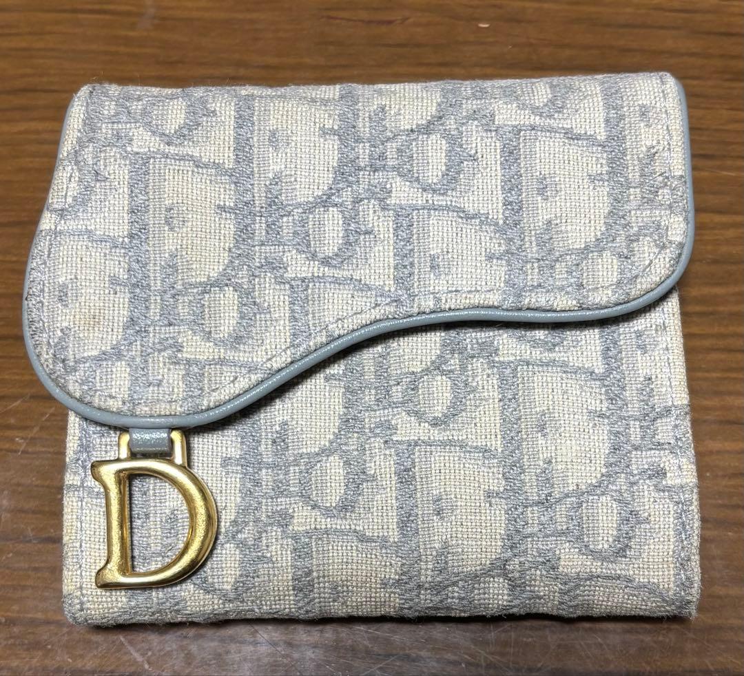 クリスチャンディオール トロッター 三つ折り財布 オブリーク サドル Dチャーム