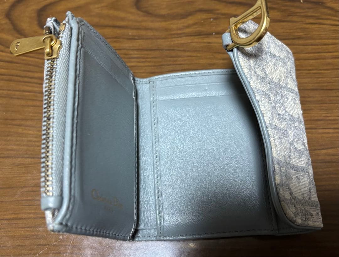 クリスチャンディオール トロッター 三つ折り財布 オブリーク サドル Dチャーム