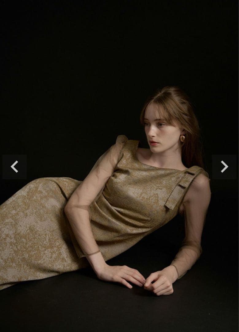 ワンピース LE'RURE Shoulder ribbon jacquard dress