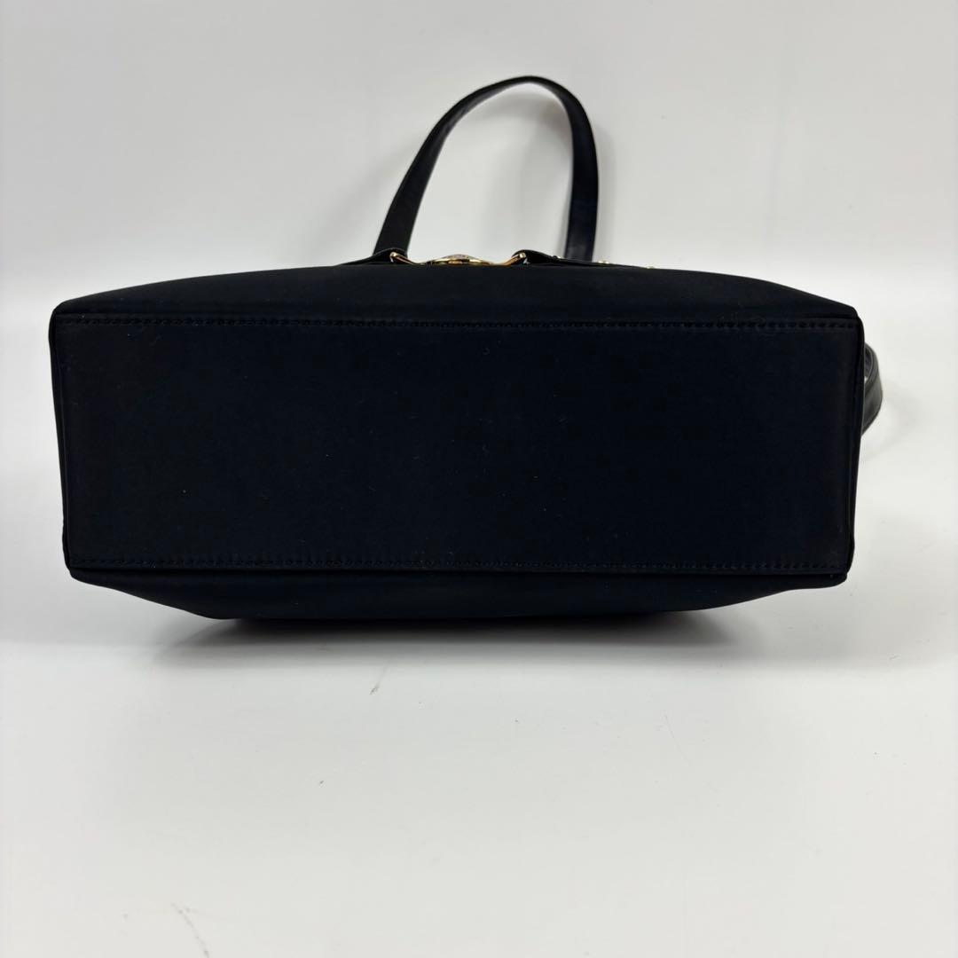 VERSACE サンバースト ナイロン レザー トートバッグ 肩掛け 黒色