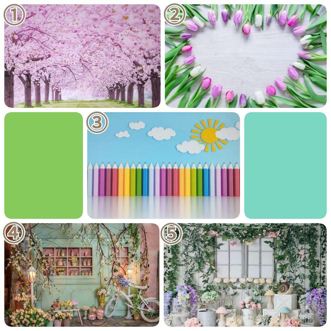 春　背景布　春CA②　ペット撮影用　トリミングチョーカー販売中　チューリップ