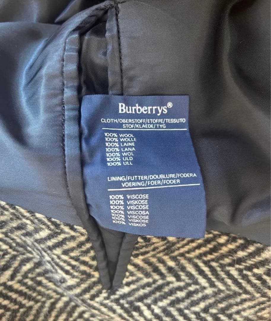 バーバリー 一枚袖 ヘリンボーン コート ツイード ダブル コート 英