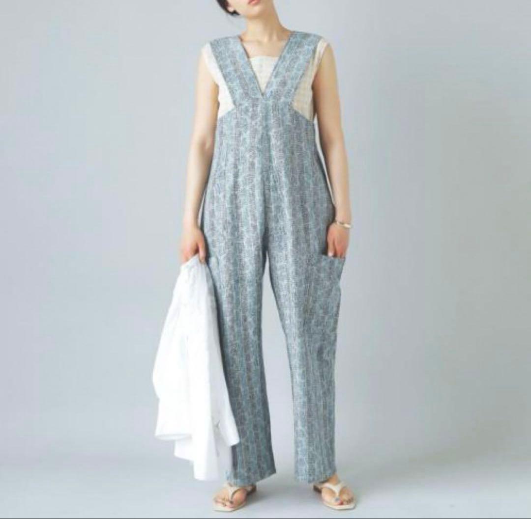 極美品　定価8.4万　pheeta コットンシルクステッチ総柄オールインワン