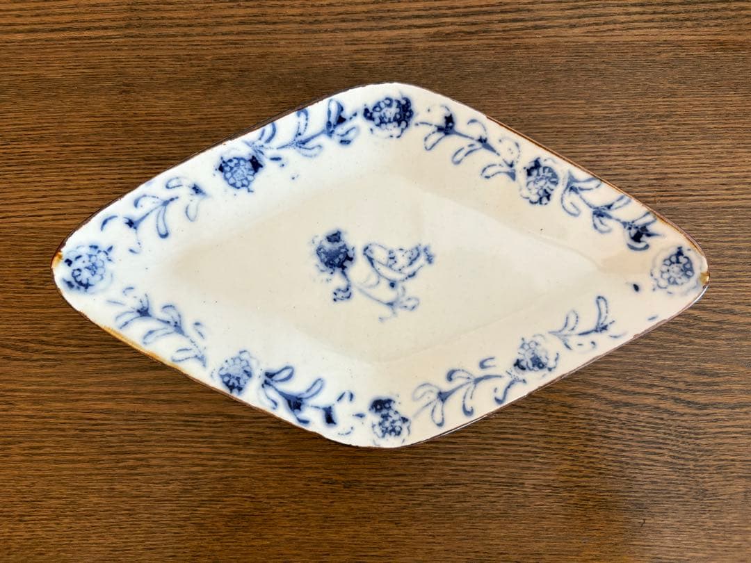 伊藤聡信　白釉印判菱皿　2枚セット