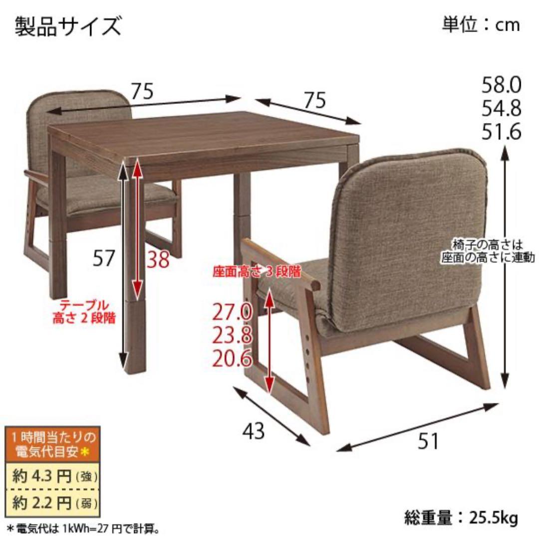 【低使用】ユアサ　おふたり様こたつ(2個口)　NGM-N75DLH