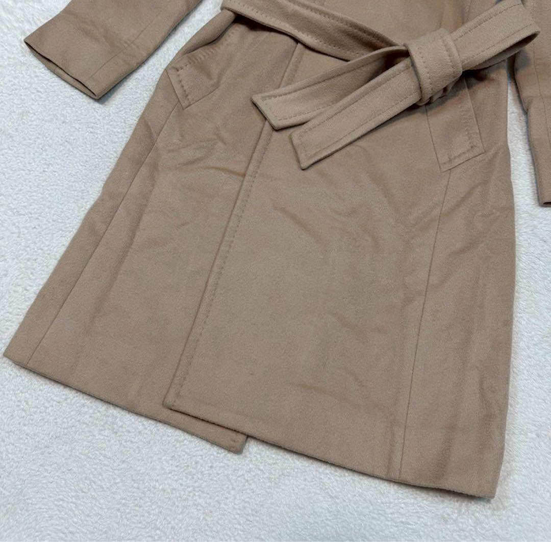 エムプルミエブラック カシミヤベルテッドショールカラーロングコート