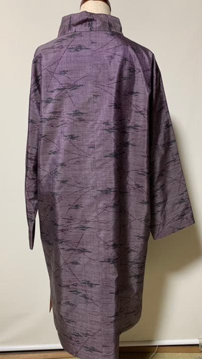 着物リメイク ハンドメイド リバーシブルコート 紫大島紬と紅花染め紬 R315