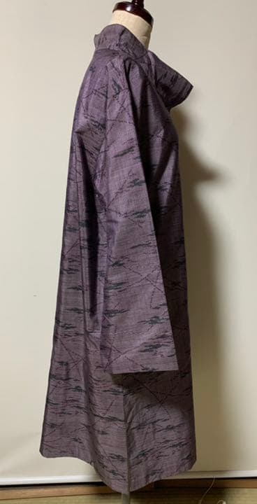 着物リメイク ハンドメイド リバーシブルコート 紫大島紬と紅花染め紬 R315