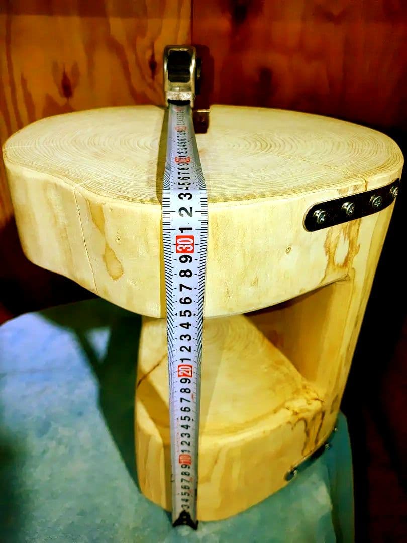 オリジナルデザイン天然ひのき 丸太 組合わせ 双子 椅子 テーブル高さ約43cm