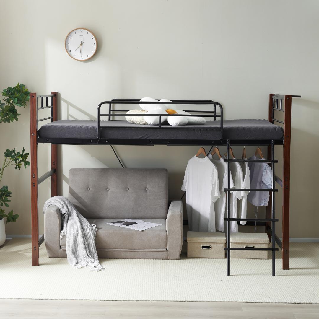 ロフトベッドパイプベッド シングル耐荷重150kg高さ140cmシステムベッド