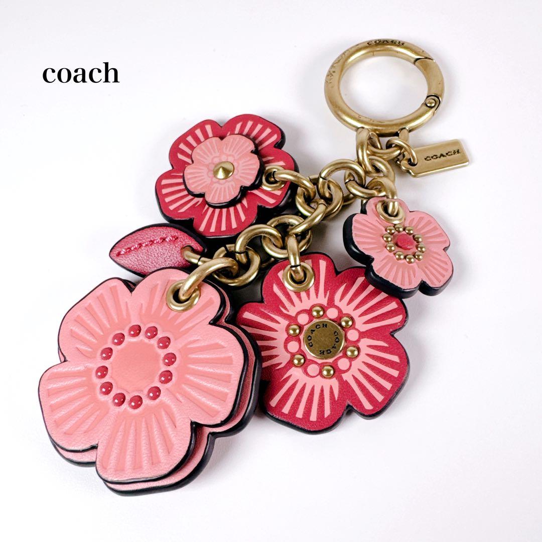 【希少 美品】 COACH コーチ チャーム キーホルダー ティーローズミックス