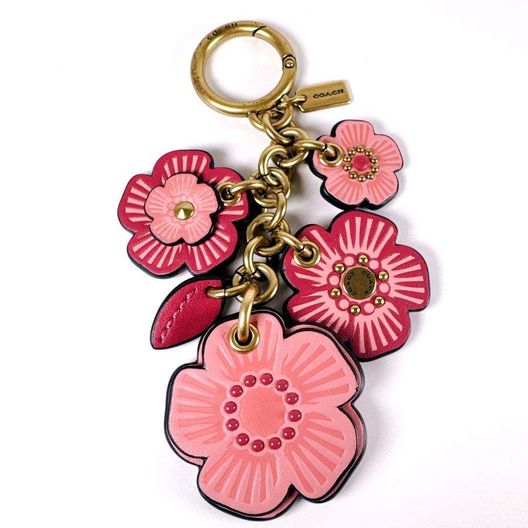 【希少 美品】 COACH コーチ チャーム キーホルダー ティーローズミックス