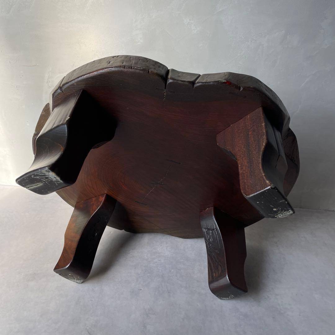 欅? 一枚板 銘木 楔打ほぞ 木製 ローテーブル ちゃぶ台