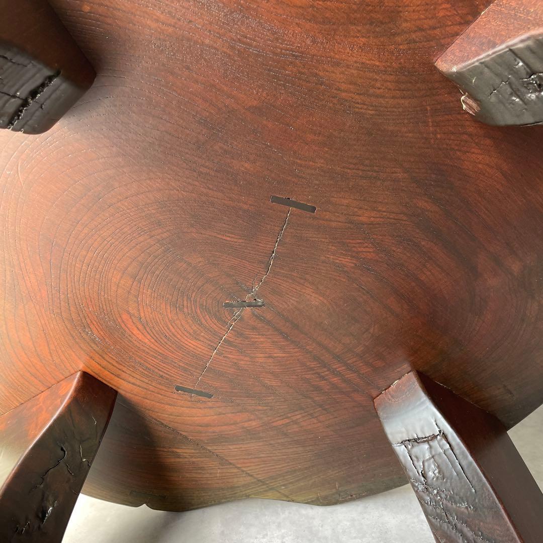 欅? 一枚板 銘木 楔打ほぞ 木製 ローテーブル ちゃぶ台
