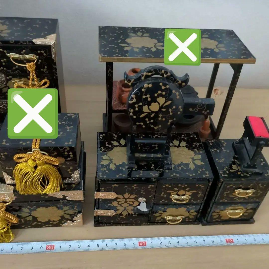 【更にお値下げ❗️】ひな祭り飾り御道具5点セット 漆塗り　伝統工芸品　長期保管品