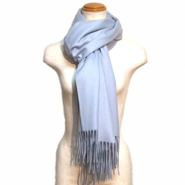 ラスト1枚値下70㎝×200超大判 100% カシミヤストールマフラーSAX新品