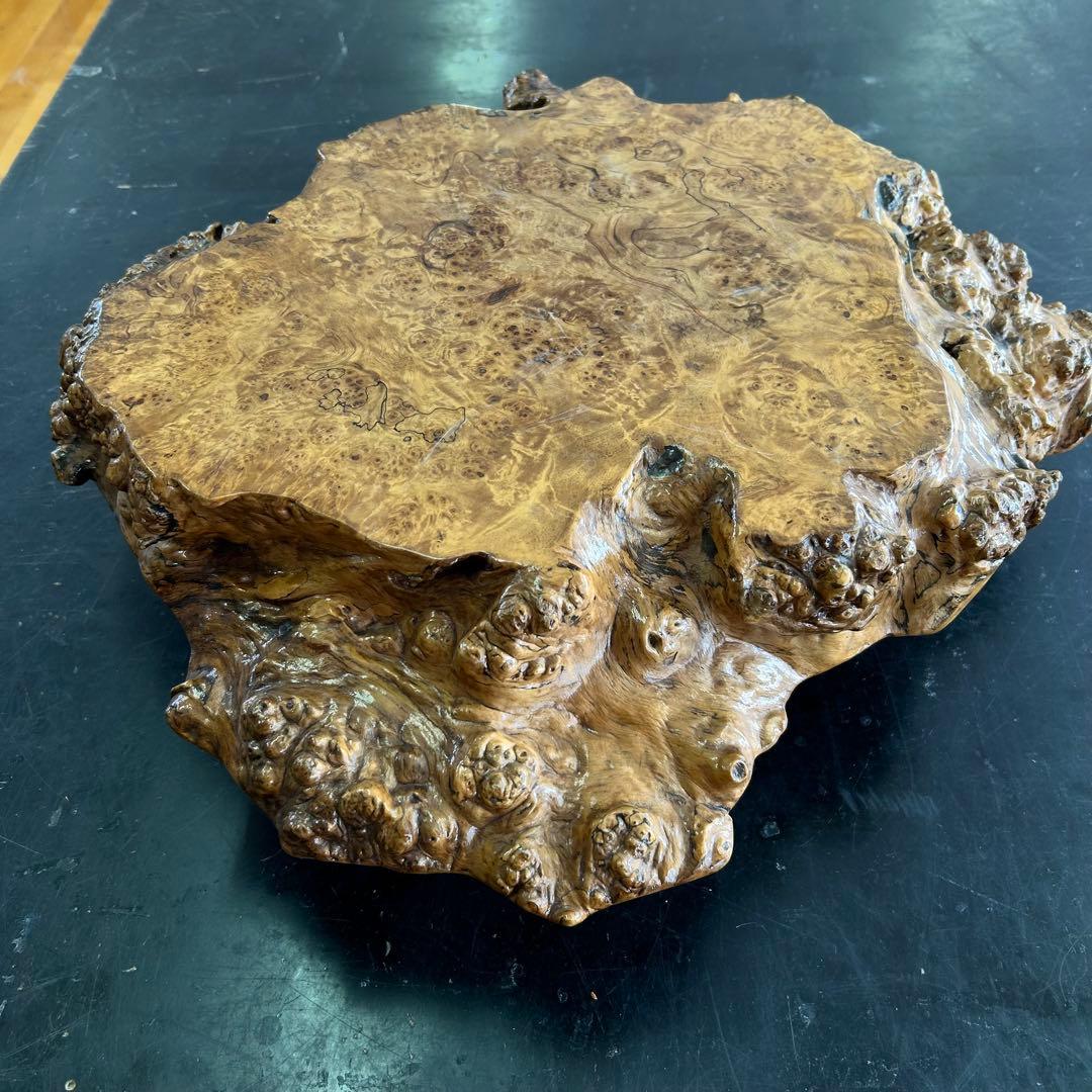 こぶ 無垢 一枚板 天然木 座卓 ローテーブル 鉢台 a