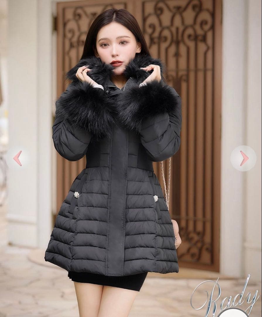 Rady くびれファイバーダウンコート ブラック S