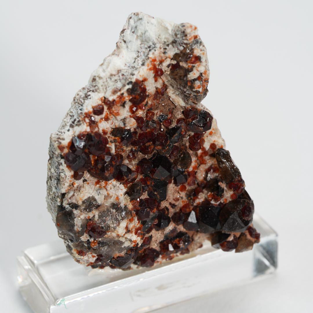 【結晶美】ガーネット、スモーキークォーツの共生 55×42×30mm