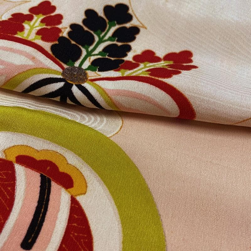 506ag36◎七五三 三歳 女の子 アンティーク着物&被布&長襦袢 花文様◎