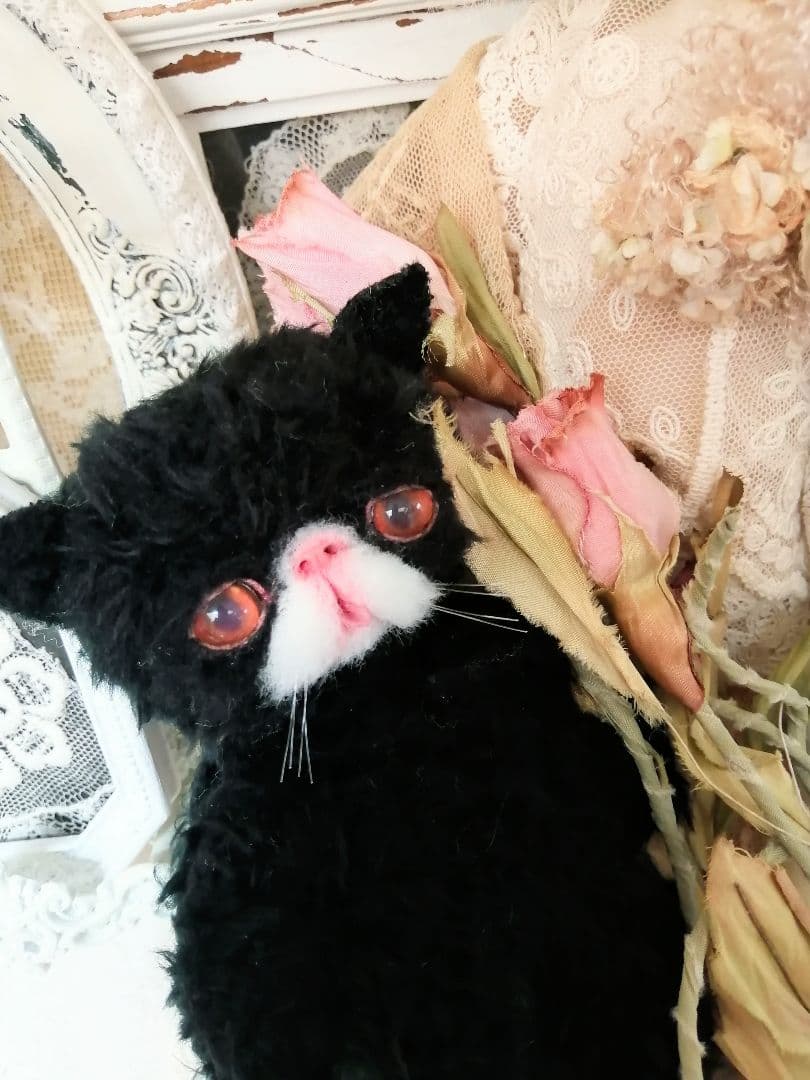 くせっ毛♡エキゾチック子猫ちゃん♡黒猫♡アートドール♡ぬいぐるみ♡