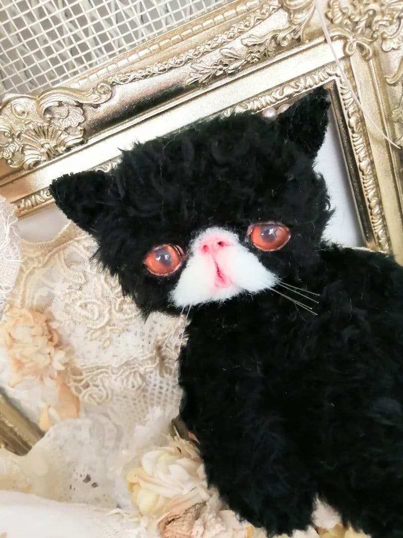 くせっ毛♡エキゾチック子猫ちゃん♡黒猫♡アートドール♡ぬいぐるみ♡