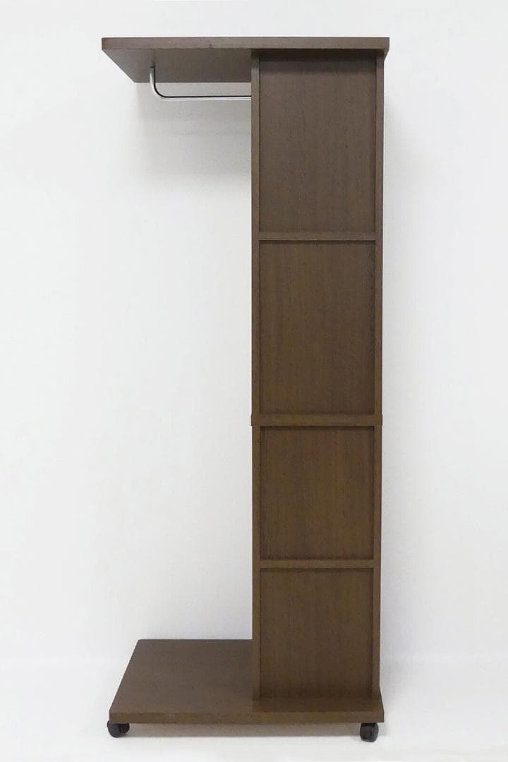 ミラー付　ハンガーラック　収納ワゴン　コンパクト　キャスター5ヶ付