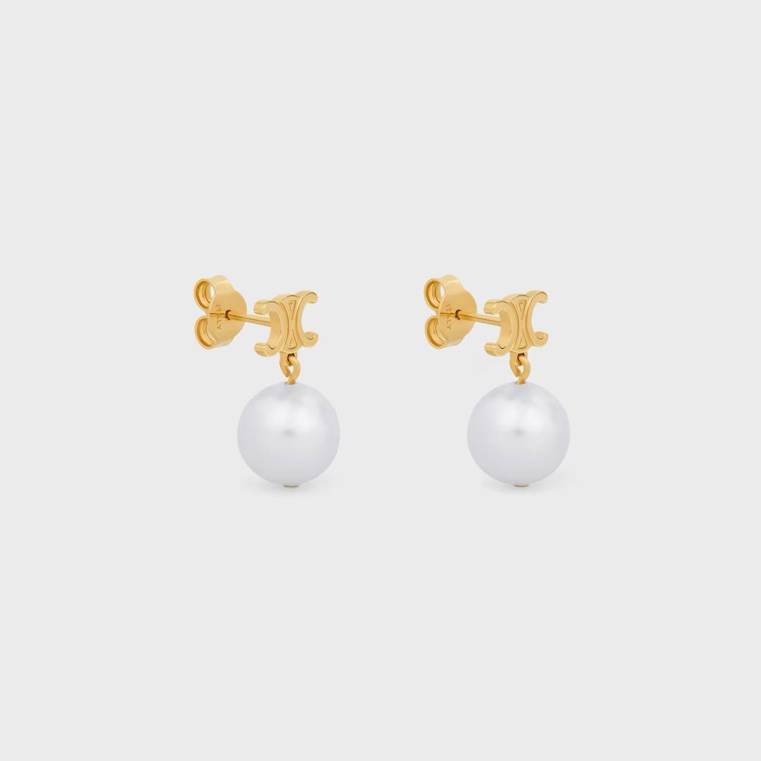 レ・パール CELINE ピアス / ゴールドフィニッシュ ブラス＆ガラスパール