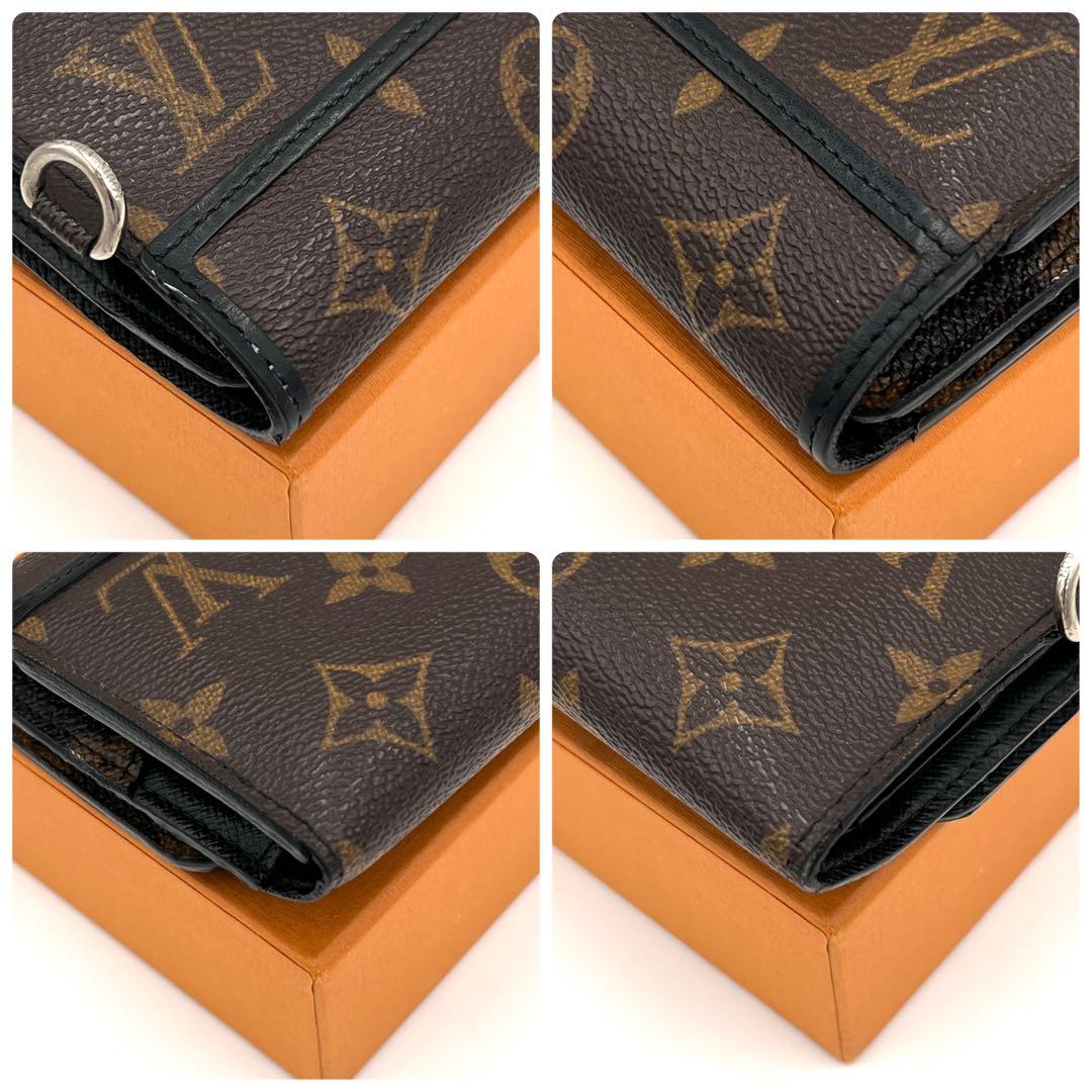 【美品】ルイヴィトン モノグラム マカサー チェーン コンパクト 三つ折り財布