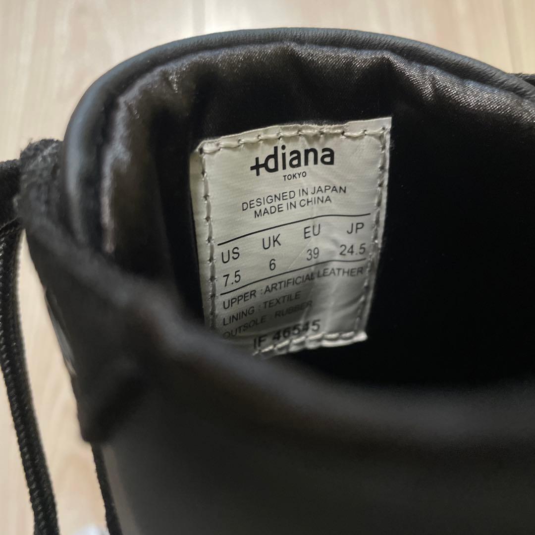 レディース　スニーカー　黒　+diana プラスダイアナ　インヒール24.5cm