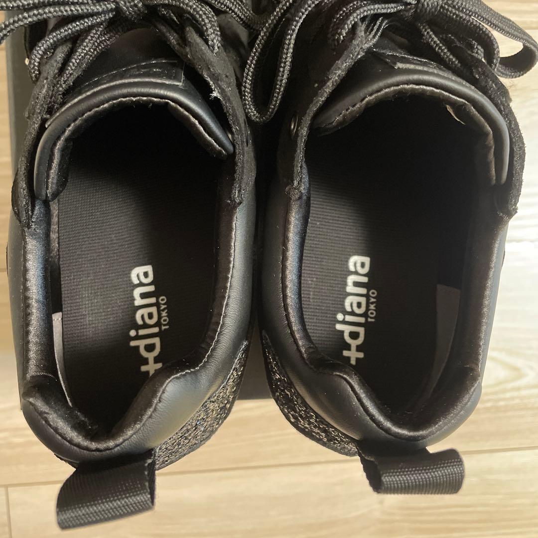 レディース　スニーカー　黒　+diana プラスダイアナ　インヒール24.5cm