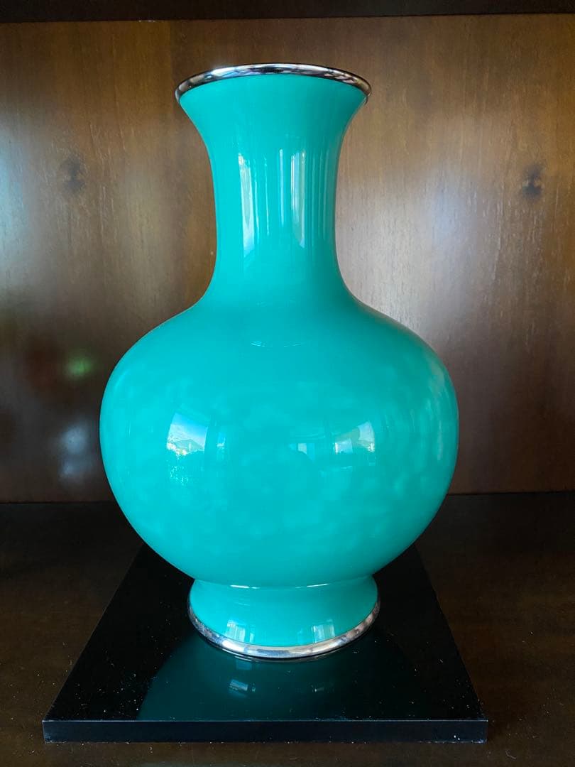 お値下げ⭐️美品⭐️安藤七宝店の七宝花瓶(大)翡翠釉花図