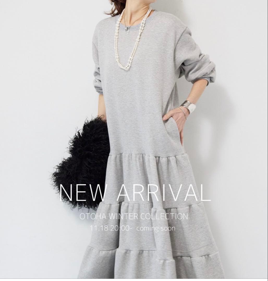 プラスオトハティアードワンピース グレー