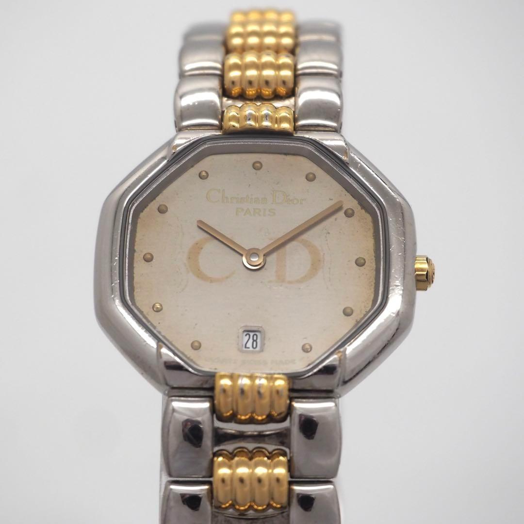 499 クリスチャンディオール　レディース　時計　オクタゴン　コンビ　デイト