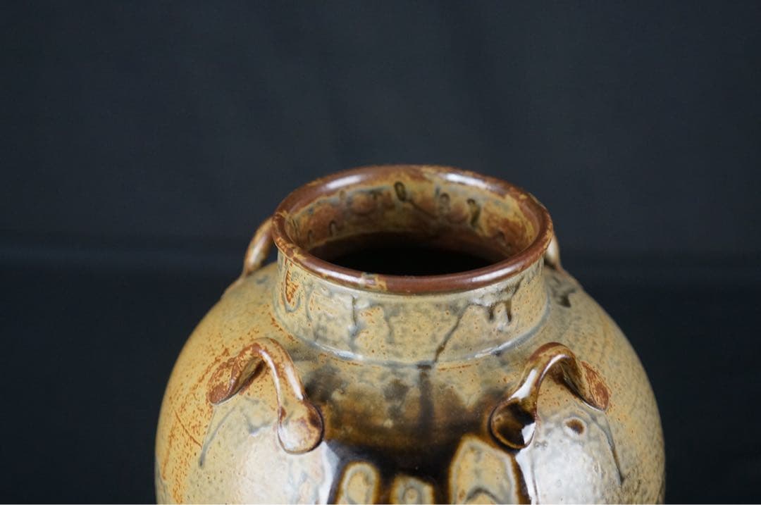 尾中窯 市野克 作 丹波焼 茶壺 飾壺 陶印 共箱 紙箱 茶道具 茶事